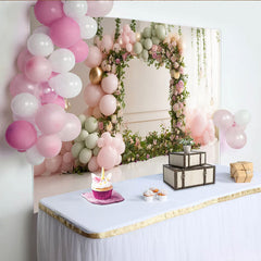Lofaris Rosa Salbeigrün Blumen-Ballonbogen Fotohintergrund für Feiern, traumhafte Kulisse für Fotoshootings und Eventdekoration