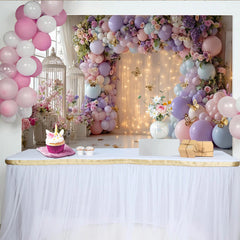 Lofaris Pastell Blumen Babyparty Hintergrund für Mädchen mit Luftballons, elegante Fotowand für verträumte Babyparty-Dekoration