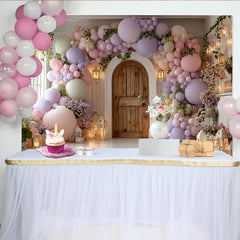 Lofaris Pastellfarbener Ballonbogen Babyparty Hintergrund mit Blumen, verträumte Fotokulisse für Fotoshootings und Feiern