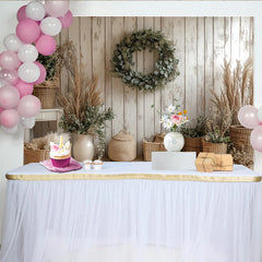 Lofaris Rustikaler Holz Fotohintergrund mit Eukalyptuskranz und Pampasgras, natürliche Kulisse für professionelle Fotoshootings