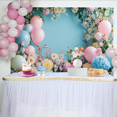 Lofaris Pastellfarbener Blumenballon Fotohintergrund für Frühlingsfeier, zarte Kulisse für Babyparty und Geburtstag