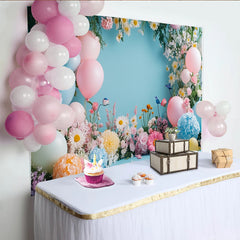 Lofaris Pastellfarbener Blumenballon Fotohintergrund für Frühlingsfeier, zarte Kulisse für Babyparty und Geburtstag