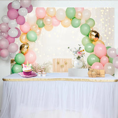 Lofaris Pastell Luftballonbogen Babyparty Hintergrund für Mädchen Jungen, zarte Blumen Fotowand für Fotoshooting und Kindergeburtstag