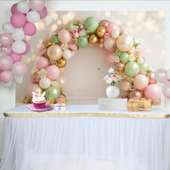 Lofaris Pastellfarbener Ballonbogen Fotohintergrund mit Blumen und Bokeh-Effekt, elegante Kulisse für Babyparty Geburtstag Fotoshooting