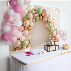 Lofaris Pastellfarbener Ballonbogen Fotohintergrund mit Blumen und Bokeh-Effekt, elegante Kulisse für Babyparty Geburtstag Fotoshooting