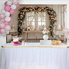 Lofaris Romantischer Blumenhochzeitshintergrund mit pfirsichfarbenen Rosen, rustikale Kulisse für Verlobungsfeier und Fotos