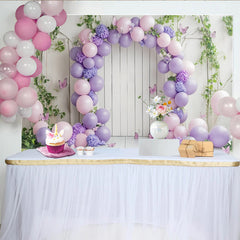 Lofaris Pastellfarbener Blumen-Babypartyhintergrund mit Schmetterlingen, rustikale Holzwand Kulisse für Mädchen Fotoshooting-Dekoration