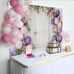 Lofaris Rustikaler Lila Rosa Creme Blumen-Ballonbogen Fotohintergrund, elegante Kulisse für Fotoshooting und Partydekoration