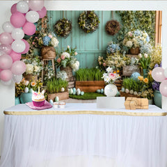 Lofaris Frühlingshafter Osterhintergrund mit Pastell-Ostereiern und bunten Blumen, rustikale Holzwand Kulisse für Fotostudio und Feiern