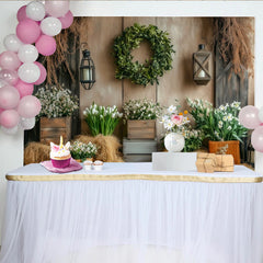 Lofaris Rustikaler Frühlings-Fotohintergrund mit weißen Blumen und Holzstruktur, natürliche Kulisse für professionelle Fotoshootings