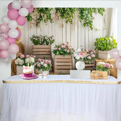 Lofaris Rustikaler Frühlings Blumen Fotohintergrund mit weißer Holzwand, natürliche Kulisse für Fotoshooting und Dekoration