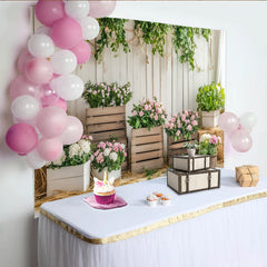 Lofaris Rustikaler Frühlings Blumen Fotohintergrund mit weißer Holzwand, natürliche Kulisse für Fotoshooting und Dekoration