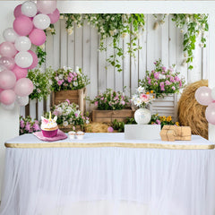 Lofaris Frühlingshafter Blumen-Fotohintergrund mit weißen Holzplanken, idyllische Kulisse für professionelle Fotoshootings