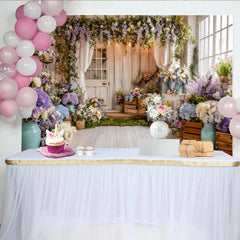 Lofaris Romantischer Landhaus Blumen Fotohintergrund mit Pastellfarben, elegante Kulisse für professionelle Porträts und Fotoshootings