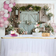 Lofaris Rustikaler Osterhintergrund mit Hasen und Pastell-Ostereiern, frühlingshafte Fotokulisse für Fotoshootings und Dekoration