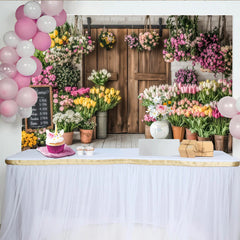 Lofaris Lebendiger Frühlings-Blumenladen Fotohintergrund mit bunten Tulpen, rustikale Kulisse für professionelle Fotoshootings und Dekoration