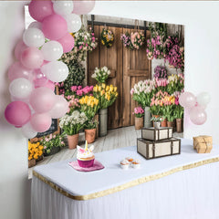Lofaris Lebendiger Frühlings-Blumenladen Fotohintergrund mit bunten Tulpen, rustikale Kulisse für professionelle Fotoshootings und Dekoration