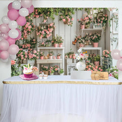 Lofaris Rosa Blumenfotohintergrund mit Holzpaneelen und grünen Blättern, elegante Kulisse für professionelle Fotostudios und Events
