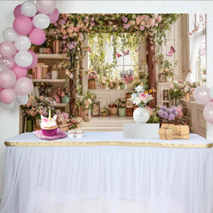 Lofaris Romantischer Frühlingsgarten-Fotohintergrund mit Blumen und Schmetterlingen, elegante Kulisse für Porträts und Fotoshootings