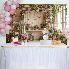 Lofaris Romantischer Frühlingsblumen Fotohintergrund mit rosa und lila Blüten, elegante Kulisse für Porträts und Frühlingsfotoshootings