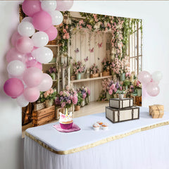 Lofaris Romantischer Frühlingsblumen Fotohintergrund mit rosa und lila Blüten, elegante Kulisse für Porträts und Frühlingsfotoshootings