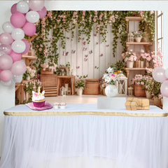 Lofaris Romantischer Blumengarten Fotohintergrund mit rosa Rosen, rustikale Kulisse für Frühlings- und Porträtfotografie