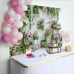 Lofaris Frühlingshafter Blumenhintergrund mit Schmetterlingen, weiße Holzwand Kulisse für Fotoshooting und Partydekoration