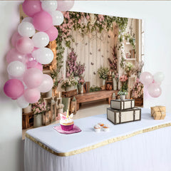 Lofaris Romantischer Frühlingsblumen Fotohintergrund mit Schmetterlingen und Lichterketten, elegante Kulisse für Eventdekoration
