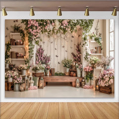 Lofaris Romantischer Frühlingsblumen Fotohintergrund mit Schmetterlingen und Lichterketten, elegante Kulisse für Eventdekoration