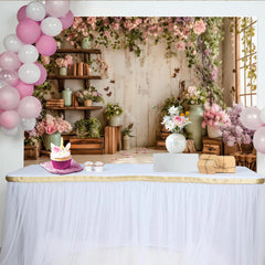 Lofaris Rustikaler Blumen Fotohintergrund mit rosa und lila Blüten, elegante Kulisse für Frühlings- und Porträtfotografie