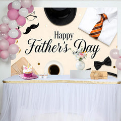 Lofaris Happy Father's Day Vatertags-Hintergrund mit Hut, Krawatte und Schnurrbart, elegante Fotokulisse für Papa Party und Fotoshooting