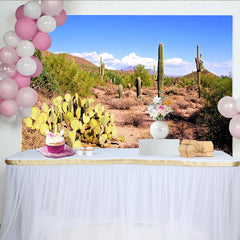 Lofaris Realistischer Wüstenlandschaft Hintergrund mit Kakteen und blauem Himmel, natürliche Fotokulisse für professionelles Fotostudio