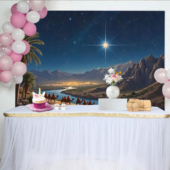 Lofaris Stern von Bethlehem Weihnachts-Hintergrund mit Kamelzug, wunderschöne Kulisse für Krippenspiel und festliche Fotografie