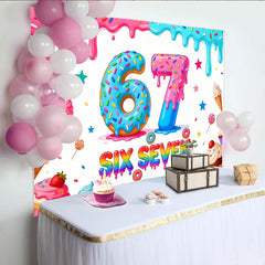 Lofaris Bunter 67. Geburtstag Donut Hintergrund mit Streuseln, süße Partydekoration für Fotoshootings und Feiern