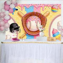 Lofaris Bunter Baseball-Eis-Hintergrund mit Waffelstruktur und bunten Streuseln, verspielte Fotokulisse für Kindergeburtstag und Party