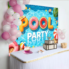Lofaris Bunter Sommer Poolpartyhintergrund mit aufblasbaren Buchstaben, lustige Fotowand für Partydekoration