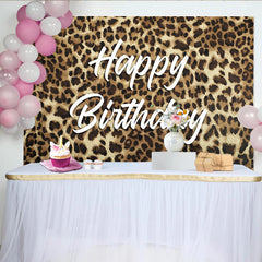 Lofaris Leopardenmuster Geburtstagshintergrund mit Happy Birthday Schriftzug, elegante Fotowand für wilde Partys und Fotoshootings