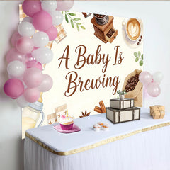 Lofaris Gemütlicher Kaffee Babyparty Hintergrund mit Babykleidung und Kaffeebohnen, süße Kulisse für Fotoshooting und Dekoration