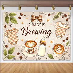 Lofaris Niedlicher Kaffee Babyparty Hintergrund mit Babykleidung und Kaffeebohnen, gemütliche Fotowand für Baby Shower Feier und Fotoshooting