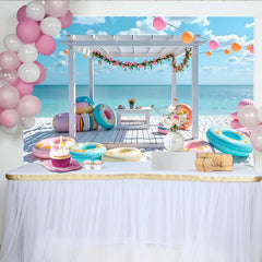 Lofaris Pastellfarbener Sommerstrandparty Fotohintergrund für Sommerfeste, fröhliche Kulisse für Fotoshootings und Stranddekoration
