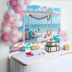 Lofaris Pastellfarbener Sommerstrandparty Fotohintergrund für Sommerfeste, fröhliche Kulisse für Fotoshootings und Stranddekoration