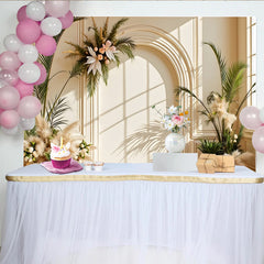 Lofaris Eleganter Bogen Fotohintergrund mit Palmen und Pampasgras, natürliche Kulisse für professionelle Fotoshootings und Eventdekoration