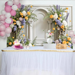 Lofaris Eleganter Blumen Fotohintergrund mit Pastellfarben und Säulen, wunderschöne Kulisse für Porträts und Frühlingsfotoshootings
