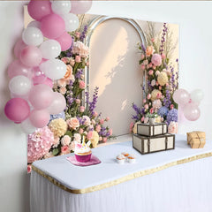 Lofaris Pastellfarbener Blumenbogen Fotohintergrund mit Rosen Hortensien, elegante Kulisse für Event und Fotostudio