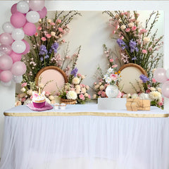Lofaris Eleganter Blumen Fotohintergrund in Rosa Weiß und Lila, mit zarten Rosen und Grün, eine stilvolle Kulisse für Fotoshootings