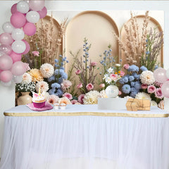 Lofaris Eleganter Blumenbogen Hintergrund mit Dahlien und Rosen in Pastell, wunderschöne Fotokulisse für Eventdekoration und Porträts