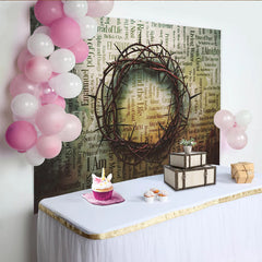 Lofaris Spiritueller Christlicher Fotohintergrund mit Dornenkrone und Bibeltexten, inspirierende Kulisse für Andacht und religiöse Fotografie