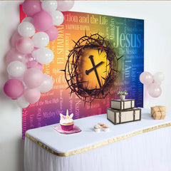Lofaris Christlicher Oster-Hintergrund mit Dornenkrone und Kreuz, spirituelle Fotokulisse für Gottesdienst und Feier
