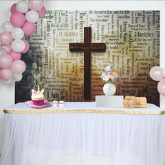 Lofaris Spiritueller Christlicher Hintergrund mit Holzkreuz und spirituellen Worten, andächtige Kulisse für Kirchenveranstaltungen und Porträts