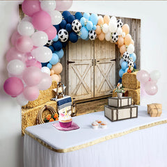 Lofaris Rustikaler Western Geburtstagshintergrund mit Kuhflecken Luftballons, Heuballen Fotowand für Kinderparty und Fotoshooting